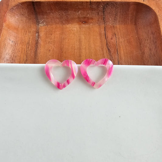 Sweet Heart Stud Earrings - Pink Punch