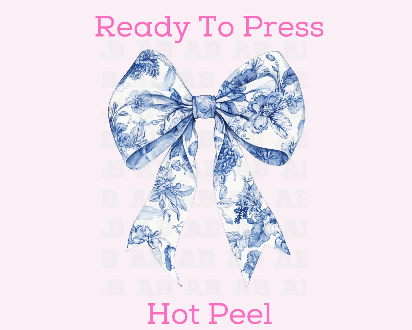 DTF Blue Floral Coquette Bow T-Shirt