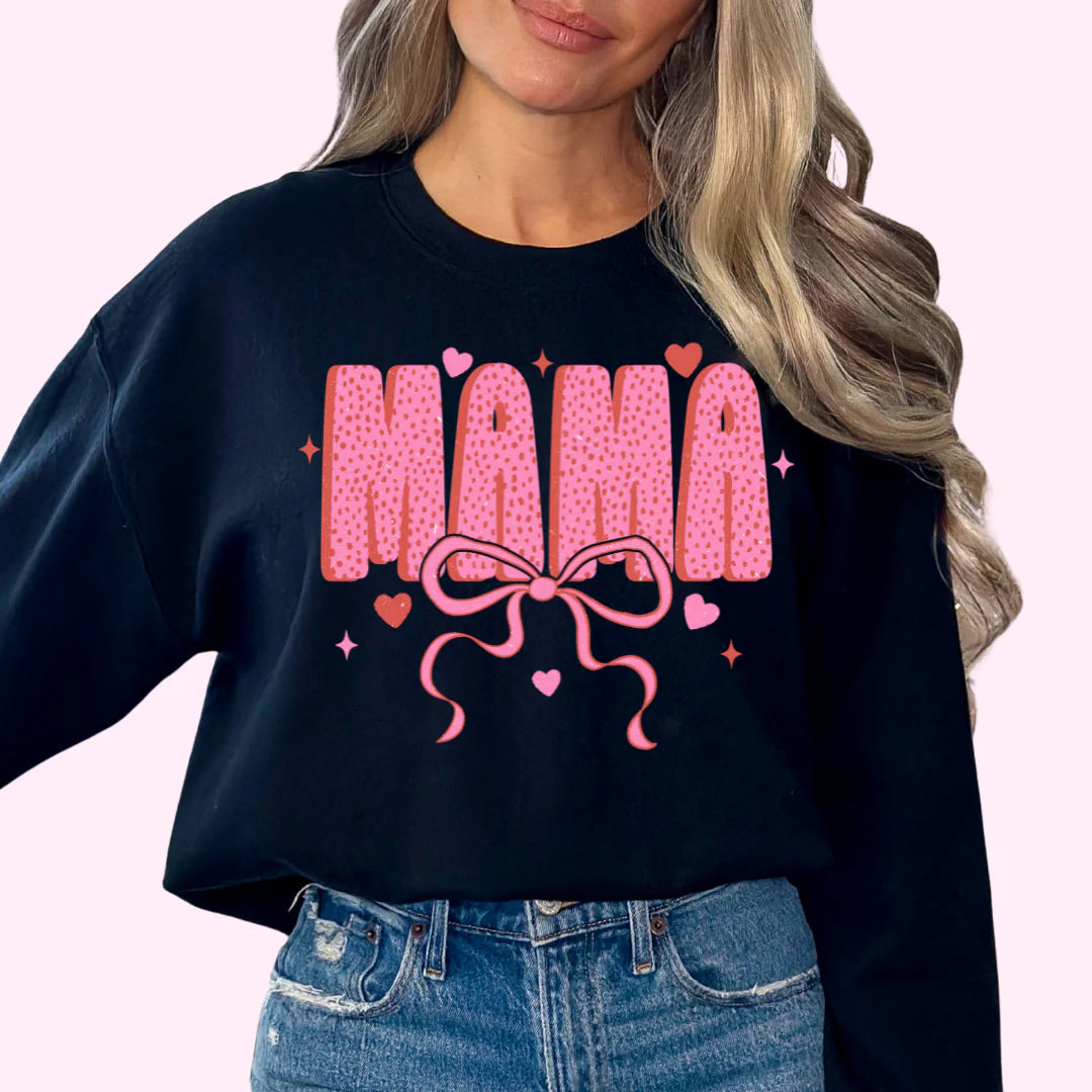 DTF Bubble Mama Leopard Coquette Bow T-Shirt