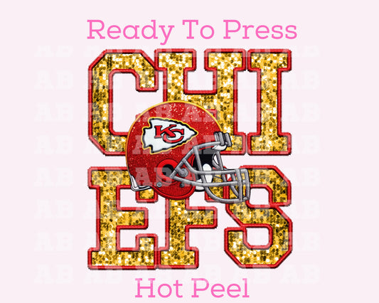 DTF KC Chiefs Faux Embroidery Sequin T-Shirt