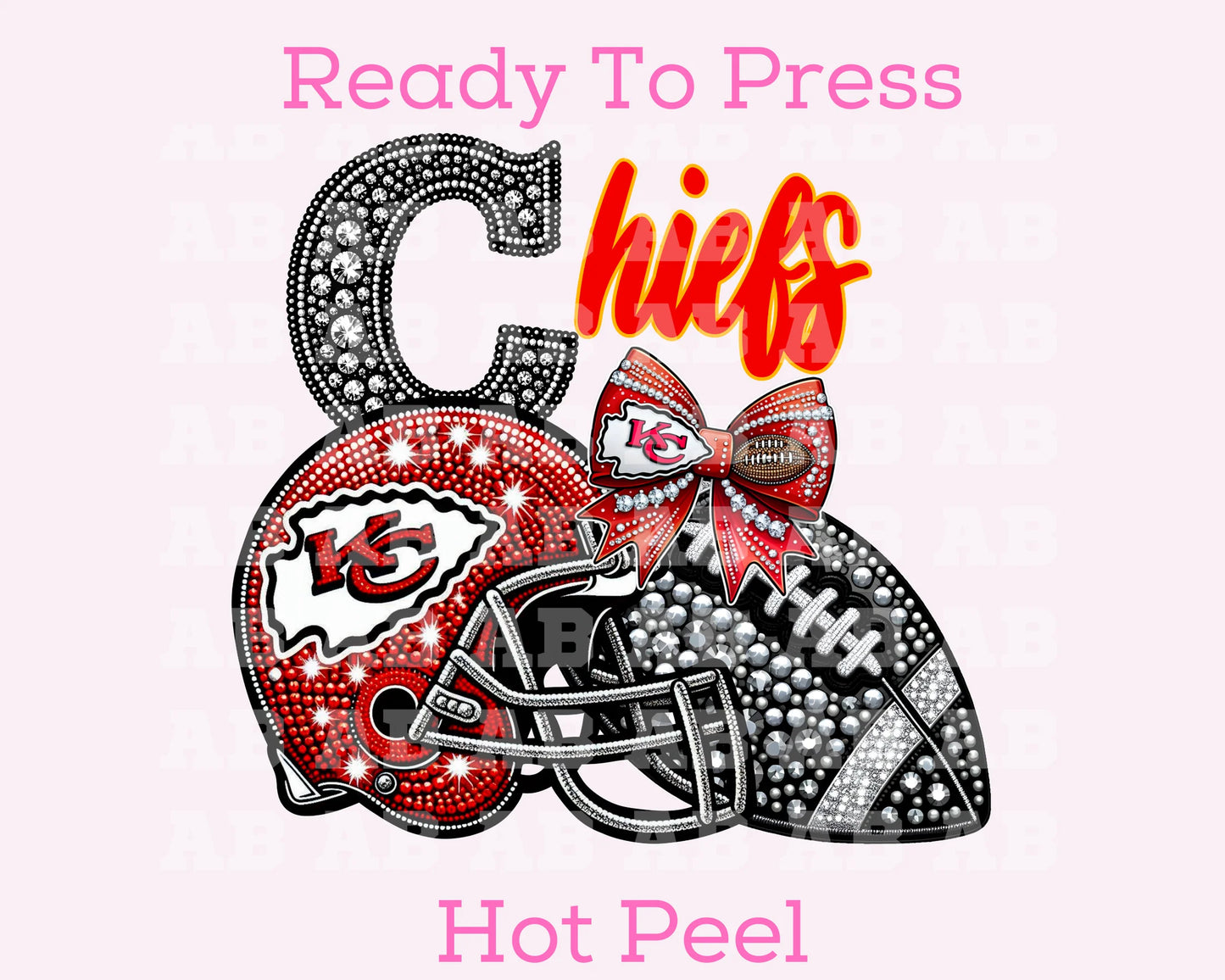 DTF Red Chiefs Faux Sequins Faux Embroidery Football T-Shirt