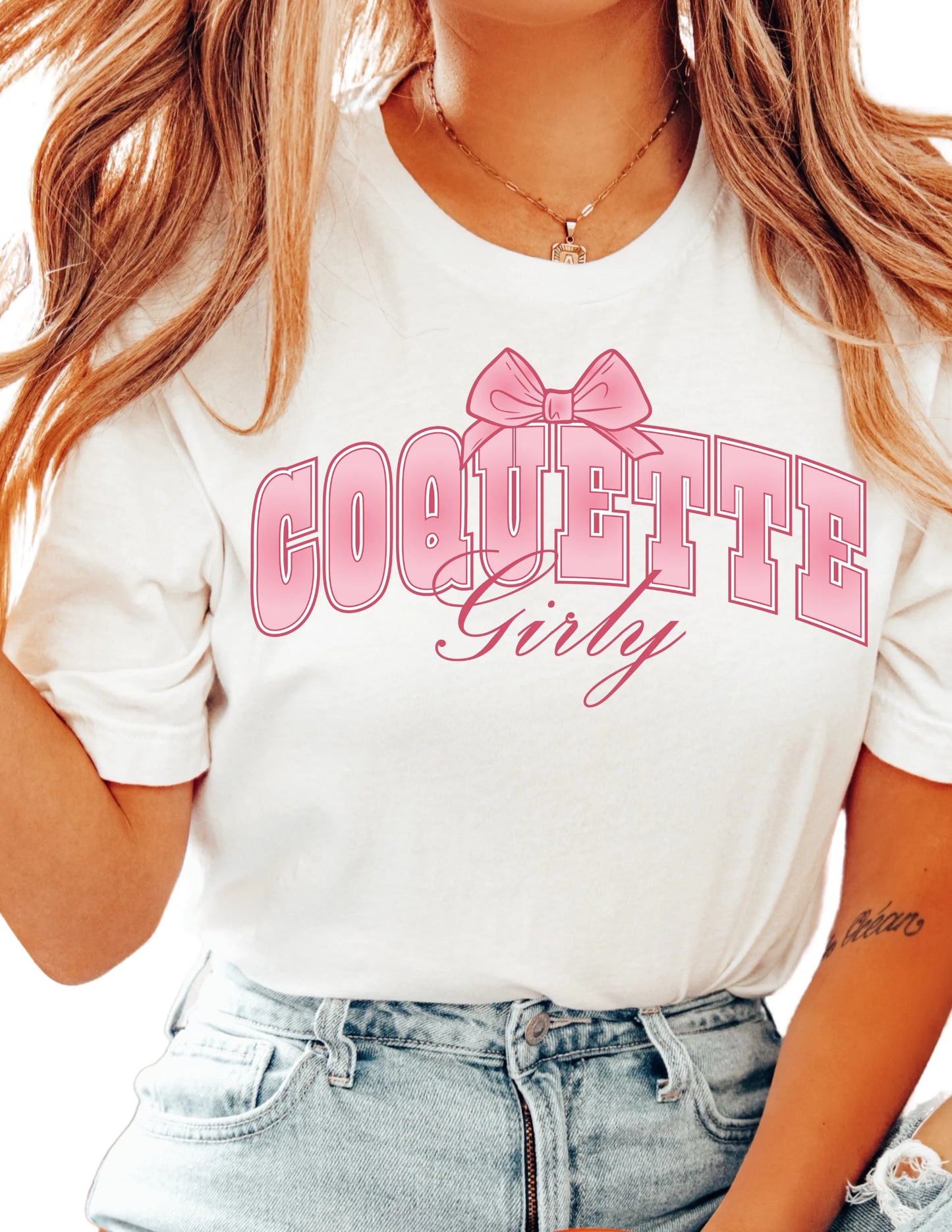 DTF Coquette Girly Bow T-Shirt