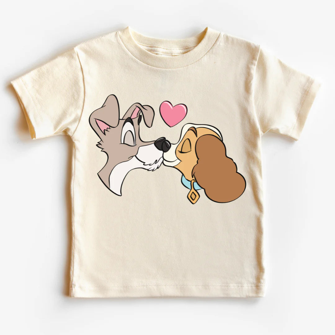 DTF Dog Couple Heart Kiss T-Shirt