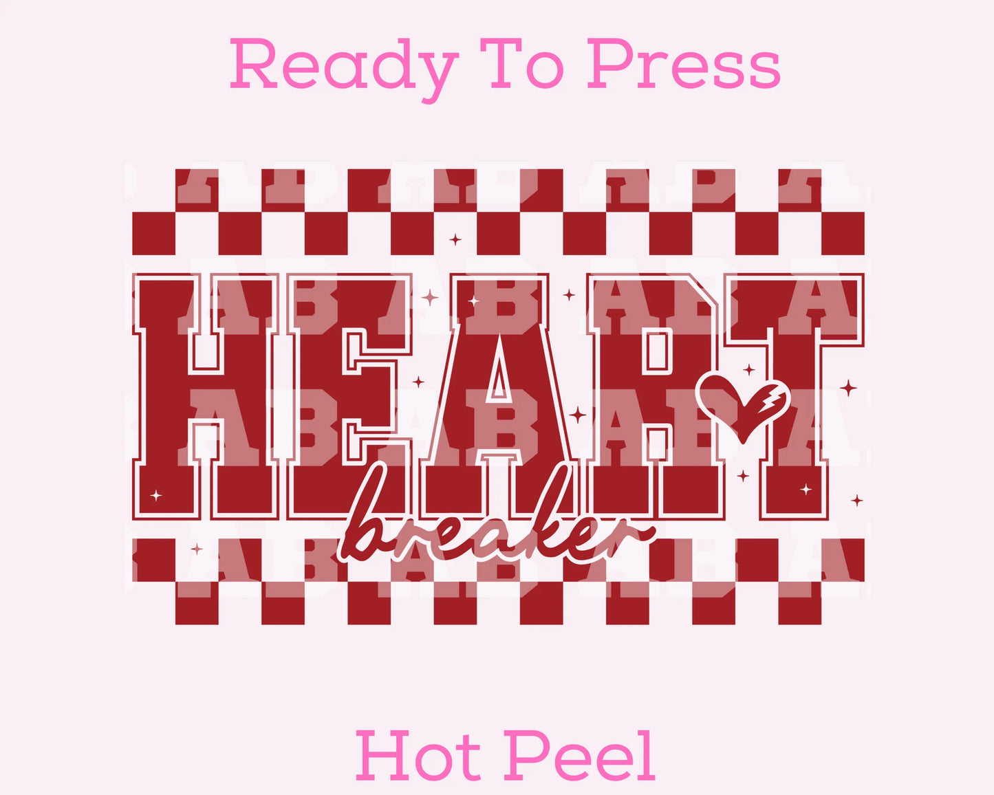 DTF Checkered Print Heart Breaker T-Shirt