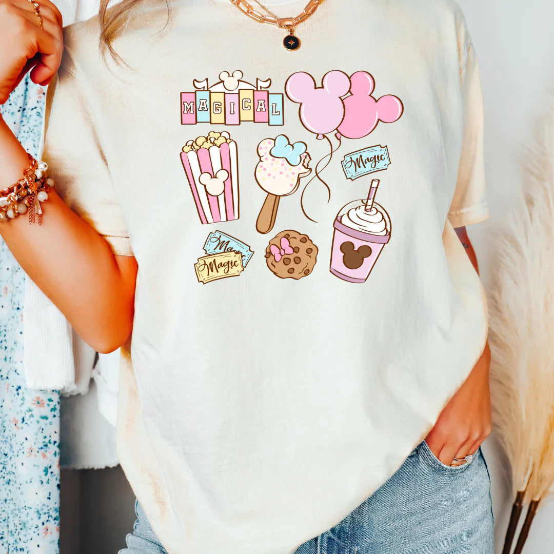 DTF Pastel Magic Snack Collage T-Shirt