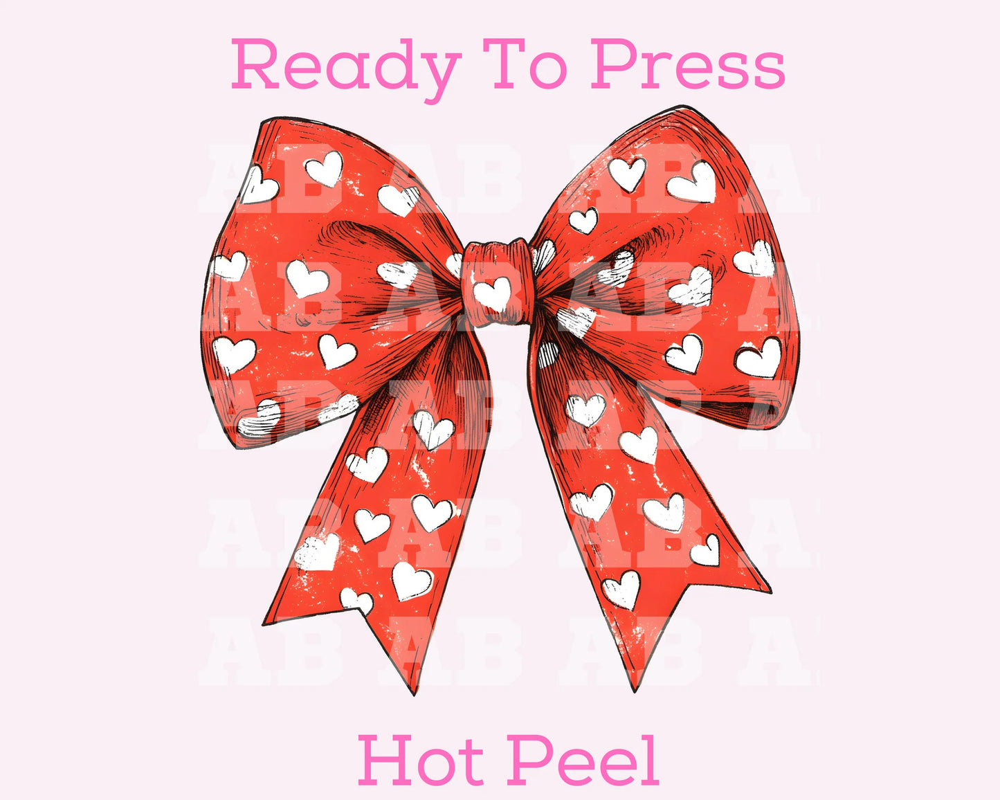 DTF Red Coquette Bow with White Hearts T-Shirt