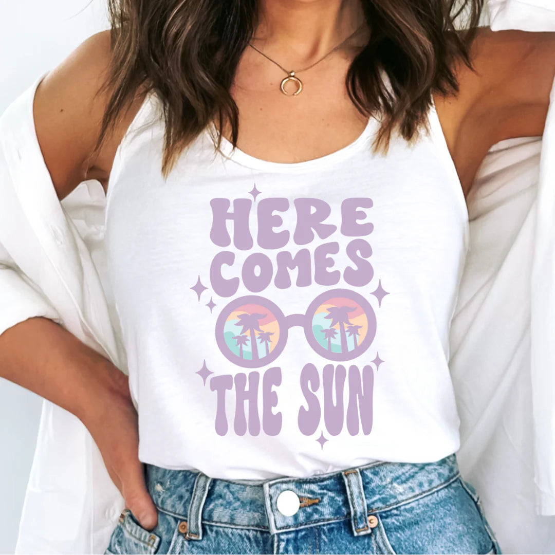 DTF Here Comes The Sun Purple Summer T-Shirt